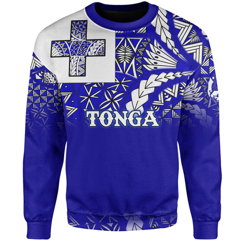 Tonga Sweatshirt Tonga Blue Color With Traditional Patterns
