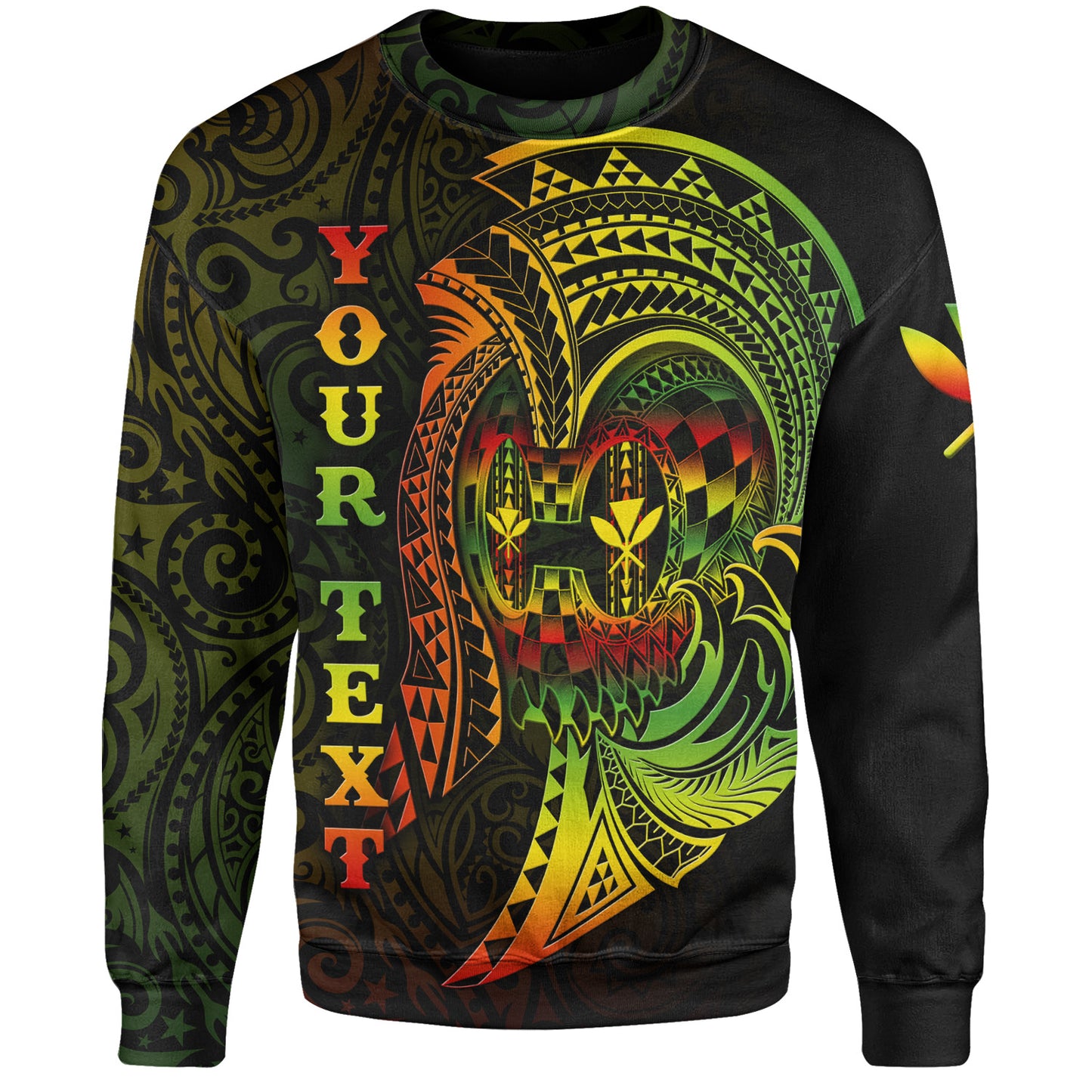 Hawaii Sweatshirt Custom Personalised Reggae Kanaka Warrior