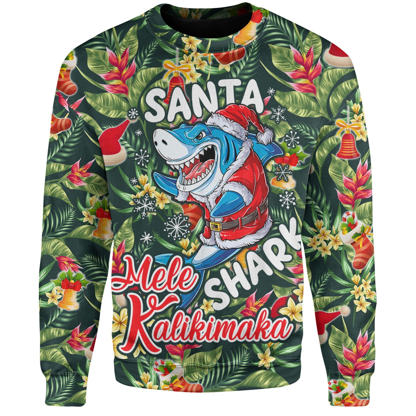 Hawaii Sweatshirt Mele Kalikimaka Santa Shark Tropical Style