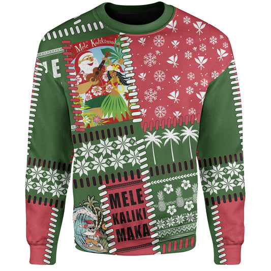 Hawaii Sweatshirt Santa Surfing Mele Kalikimaka Kanaka Maoli