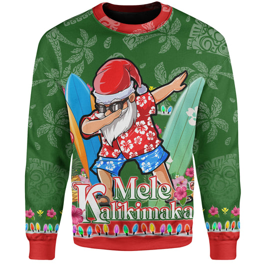 Hawaii Sweatshirt Mele Kalikimaka Dabbing Santa Christmas Style