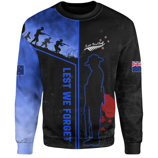 New Zealand Sweatshirt Anzac Day Lest We Forget Poppy Flower Symbol