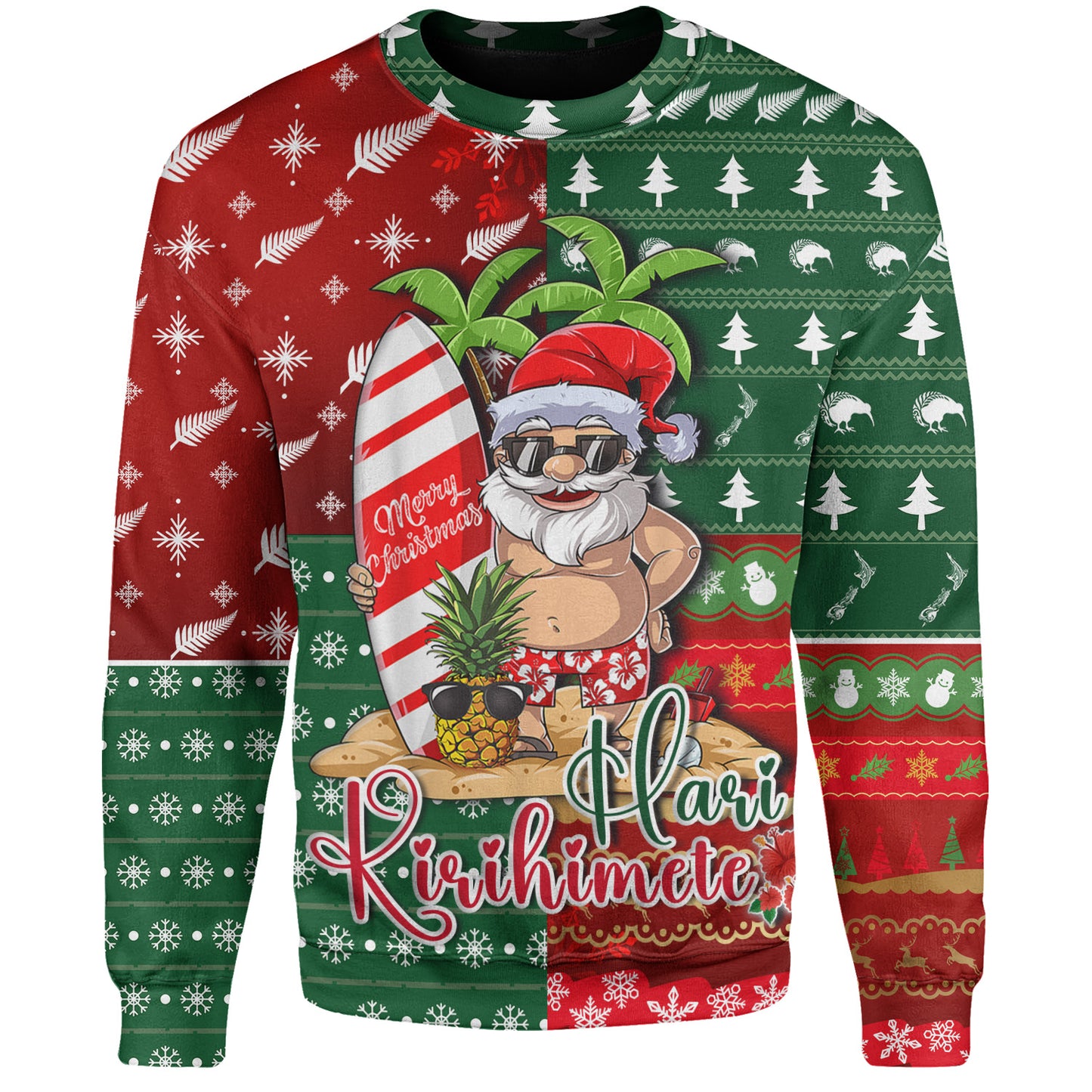 New Zealand Sweatshirt Maori Hari Kirihimete Tropical Xmas Patterns