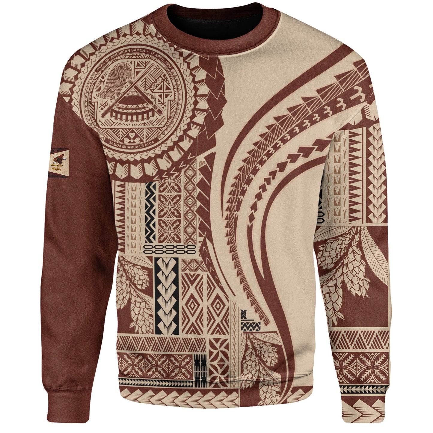 American Samoa Sweatshirt Samoan Siapo Brown Design
