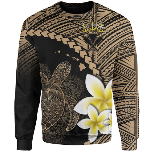 Ke Koa O Ke Kai Custom Personalised Sweatshirt Plumeria Sea Turtle Tattoo Tribal Design