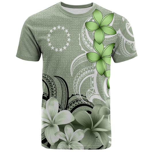Cook Islands T-Shirt Custom Personalised Floral Spirit Sage Green
