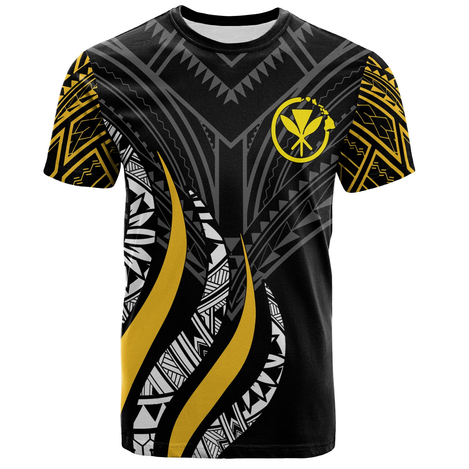 Hawaii Custom Personalised T-Shirt - Kanaka Maoli Strong Fire Pattern Gold