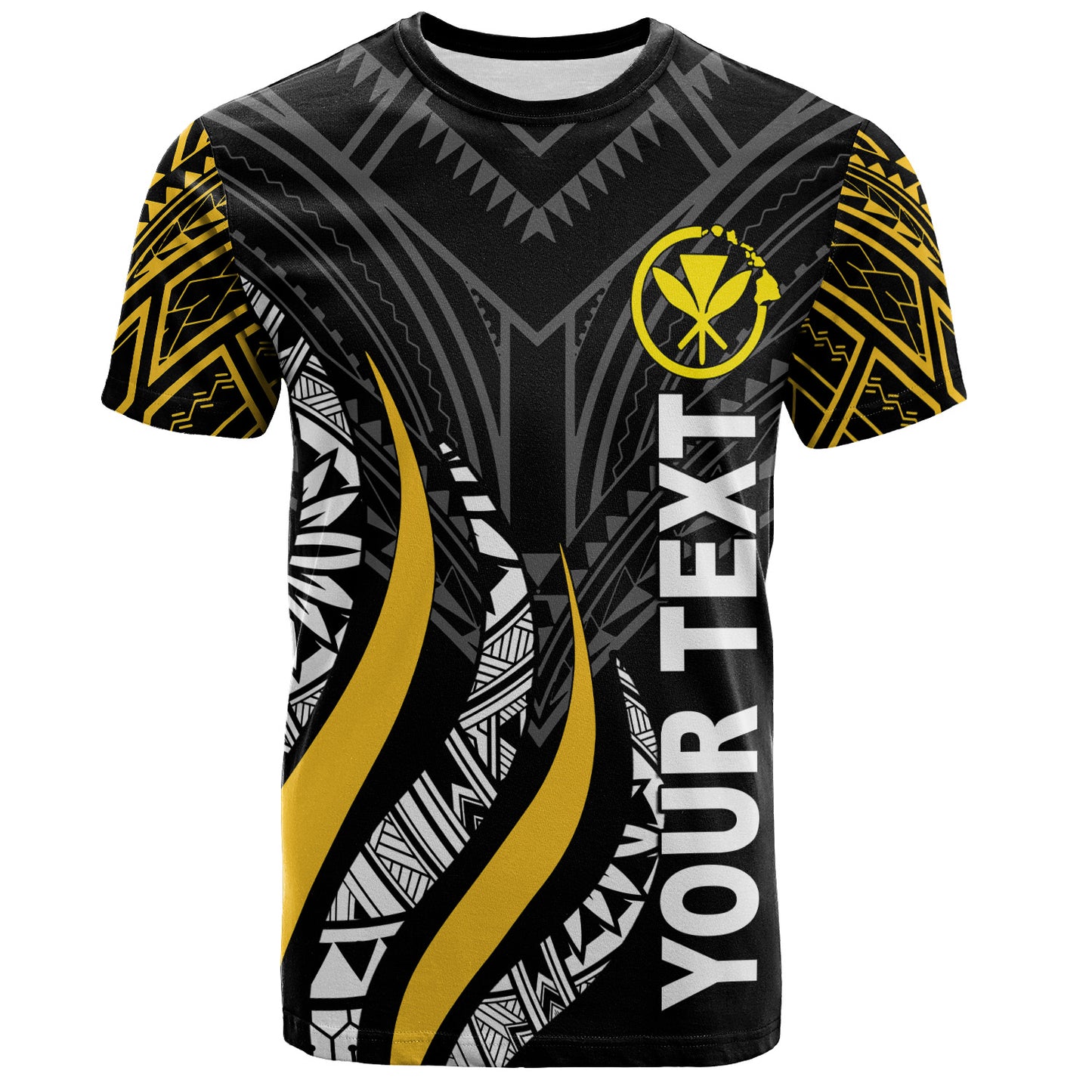 Hawaii Custom Personalised T-Shirt - Kanaka Maoli Strong Fire Pattern Gold