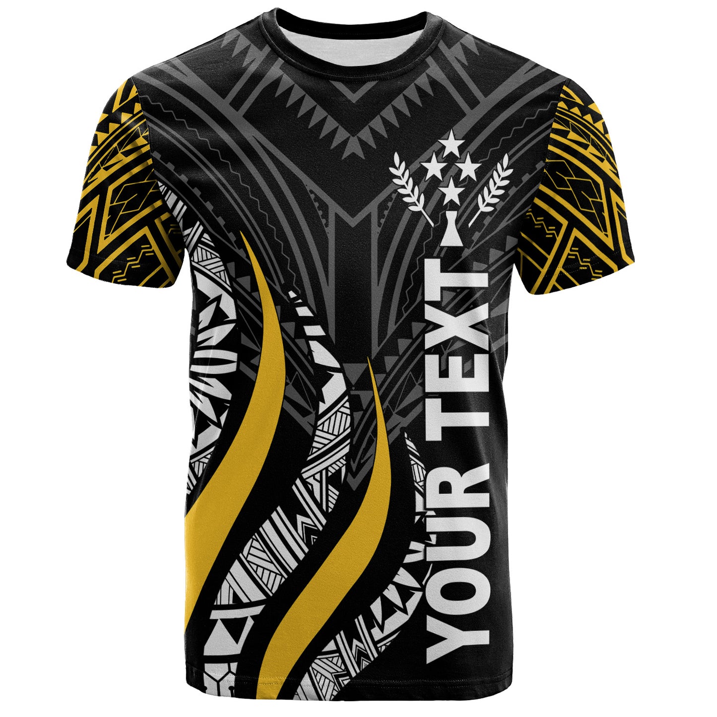 Kosrae Custom Personalised T-Shirt - Kosrae Strong Fire Pattern Gold