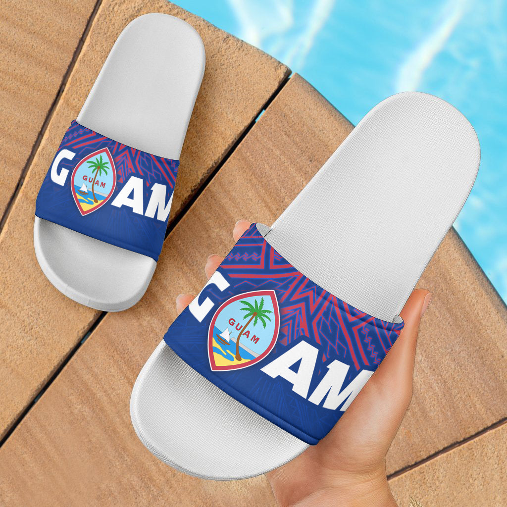 Guam Flag Color With Traditional Patterns Slide Sandals