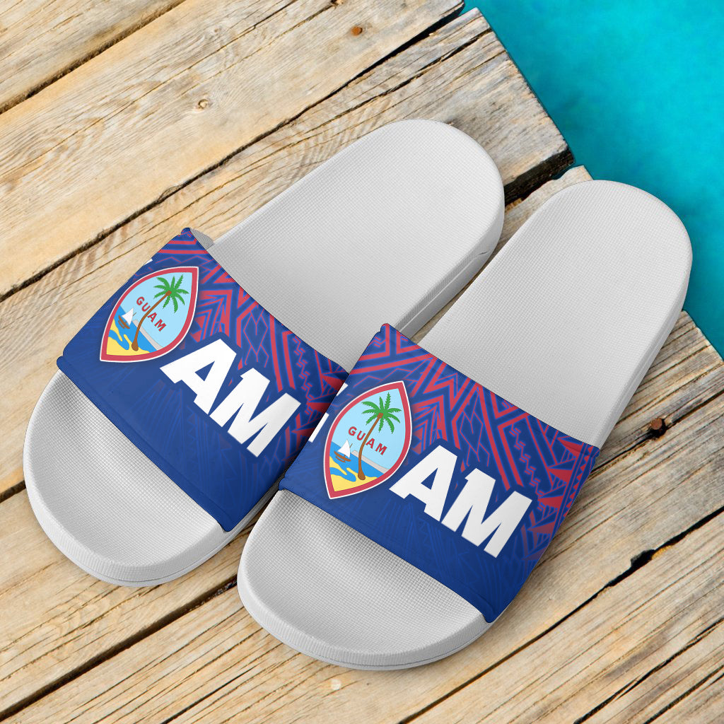 Guam Flag Color With Traditional Patterns Slide Sandals