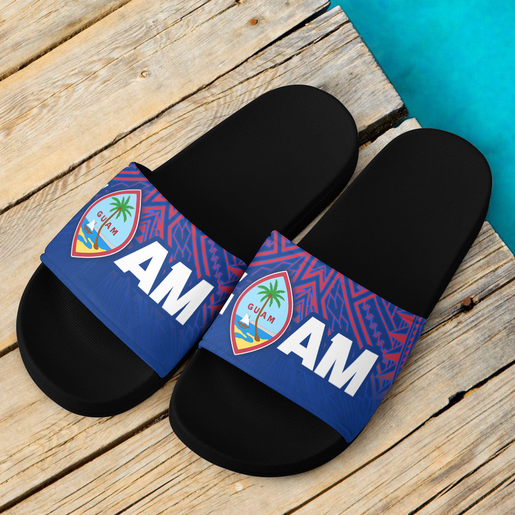 Guam Flag Color With Traditional Patterns Slide Sandals