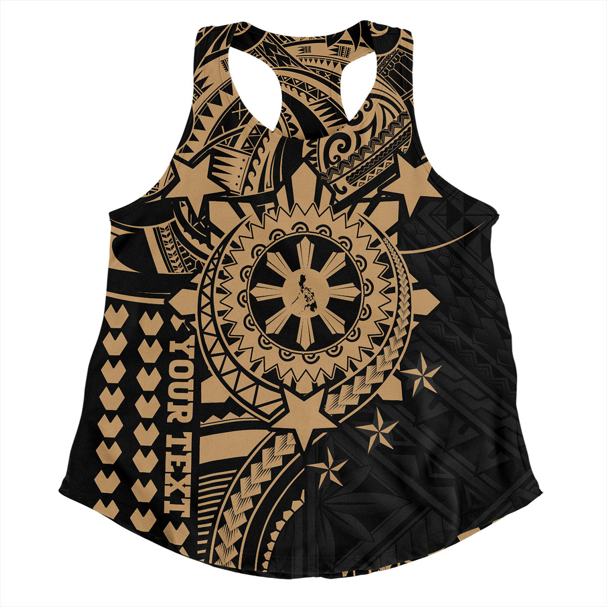 Philippines Filipinos Women Tank - Proud To Be Filipino Tribal Sun Batok Gold Style