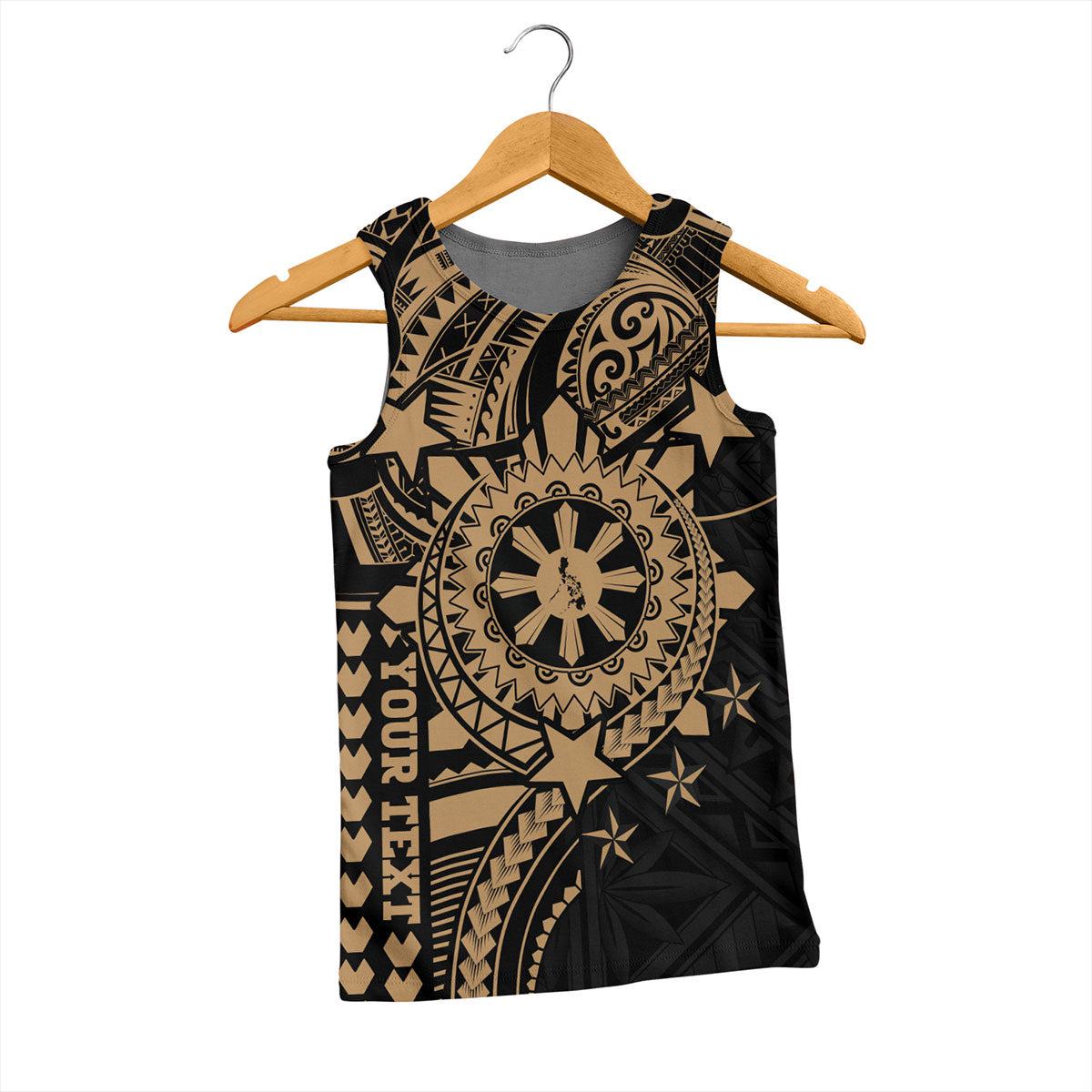 Philippines Filipinos Tank Top - Proud To Be Filipino Tribal Sun Batok Gold Style