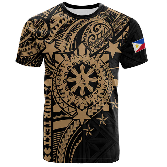 Philippines Filipinos T-Shirt - Proud To Be Filipino Tribal Sun Batok Gold Style
