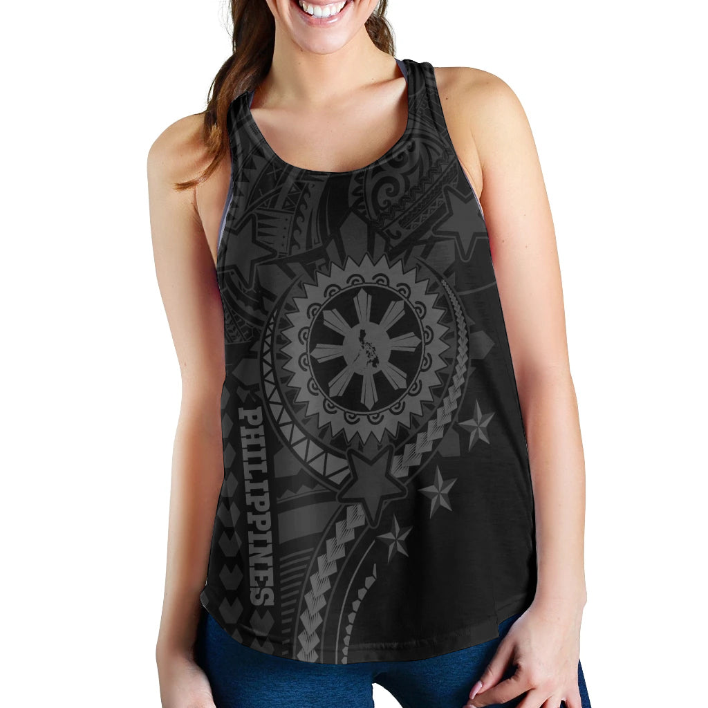 Philippines Filipinos Women Tank - Proud To Be Filipino Tribal Sun Batok Grey Style