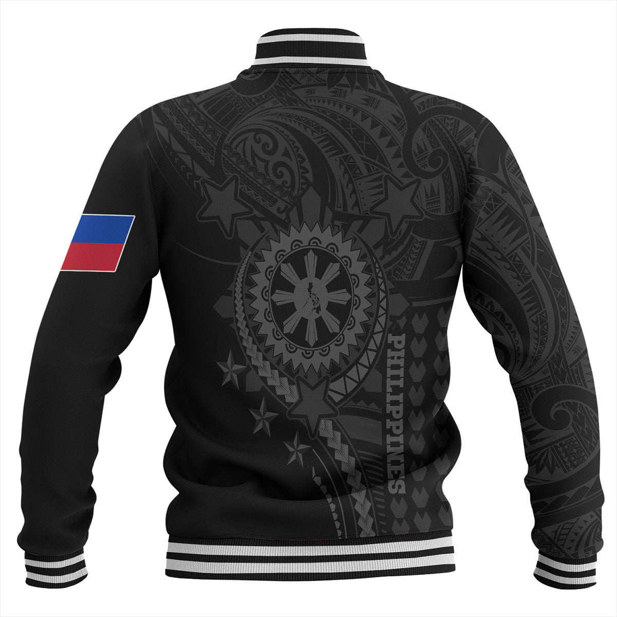 Philippines Filipinos Baseball Jacket - Proud To Be Filipino Tribal Sun Batok Grey Style