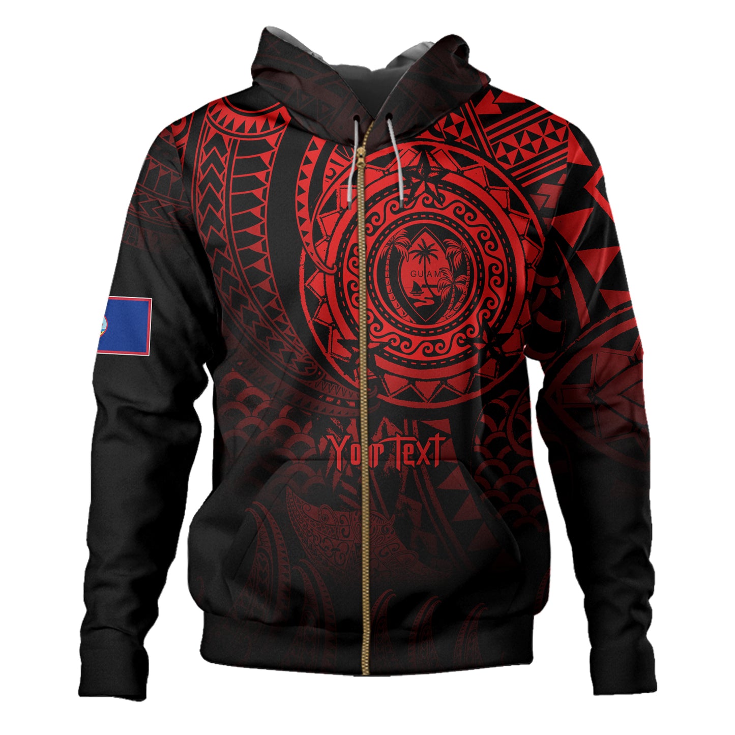 Guam Hoodie Pearl Of The Pacific Red Polynesian Tattau