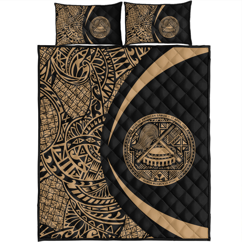 American Samoa Quilt Bed Set Lauhala Gold Circle Style