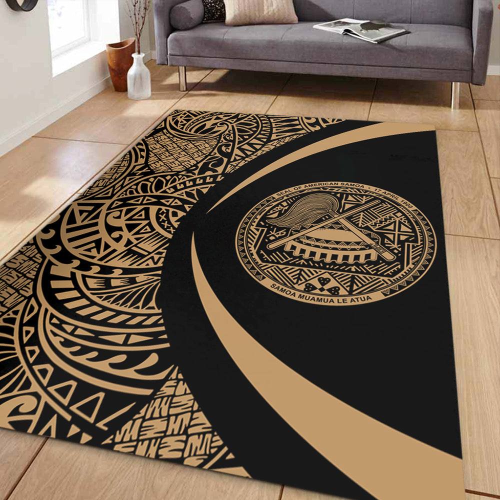 American Samoa Area Rug Lauhala Gold Circle Style