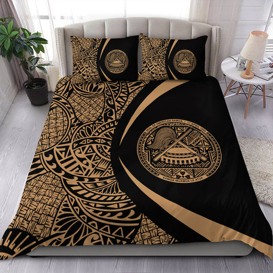 American Samoa Bedding Set Lauhala Gold Circle Style