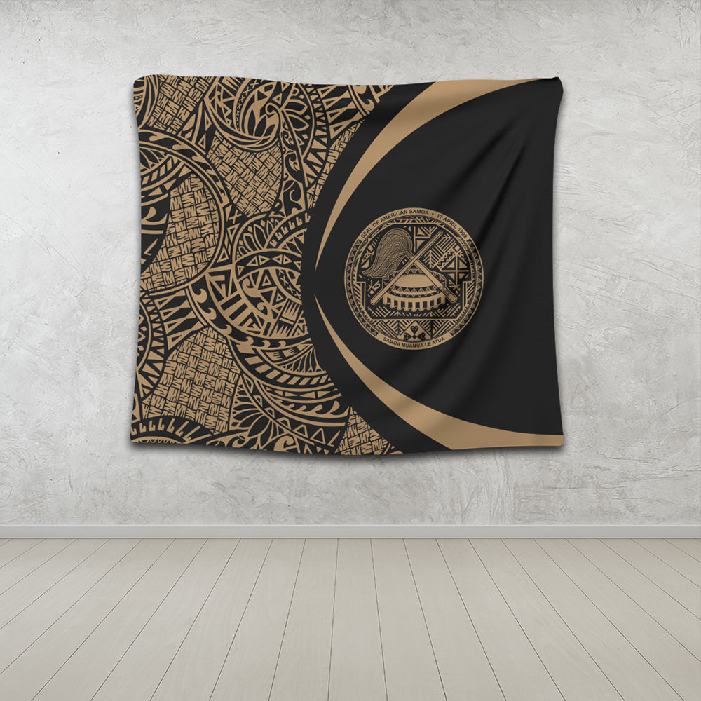 American Samoa Tapestry Lauhala Gold Circle Style