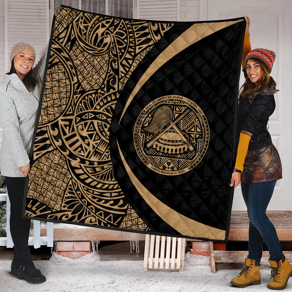 American Samoa Premium Quilt Lauhala Gold Circle Style