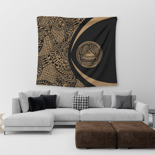American Samoa Tapestry Lauhala Gold Circle Style