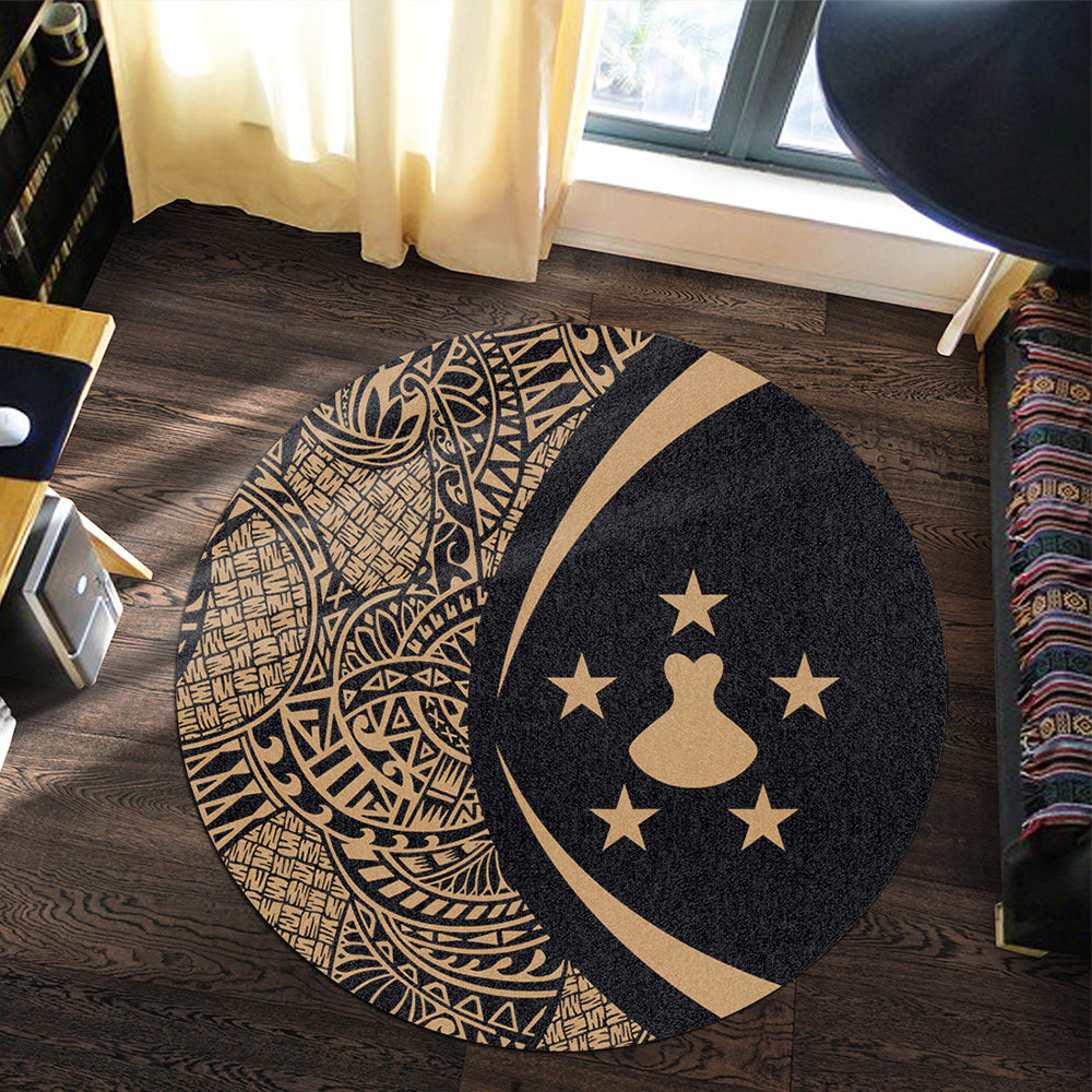 Austral Islands Round Rug Lauhala Gold Circle Style