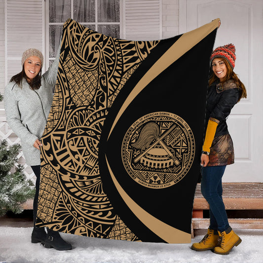American Samoa Premium Blanket Lauhala Gold Circle Style