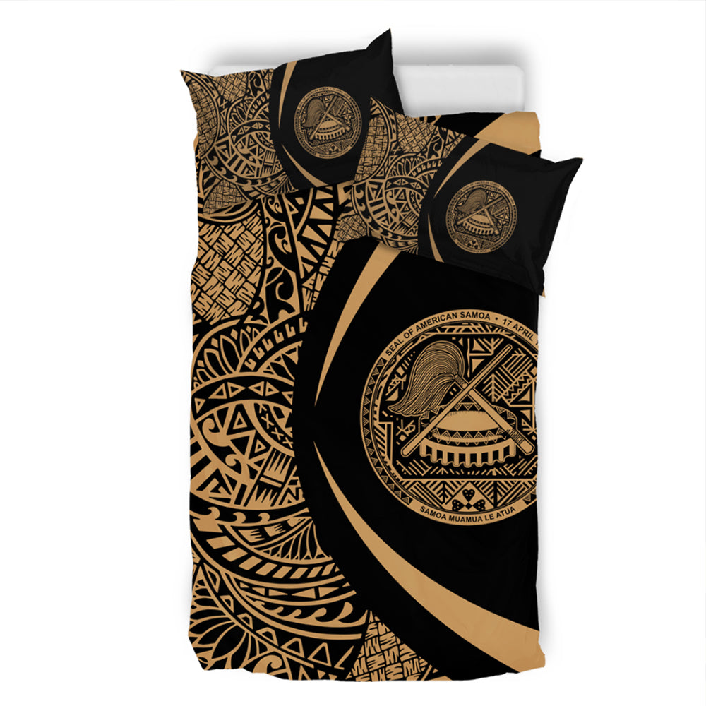 American Samoa Bedding Set Lauhala Gold Circle Style
