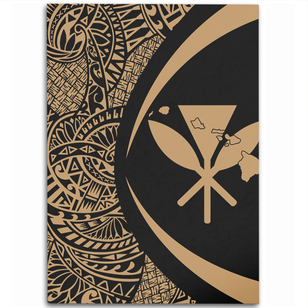 Hawaii Area Rug Kanaka Maoli Hawaiian Map Lauhala Gold Circle