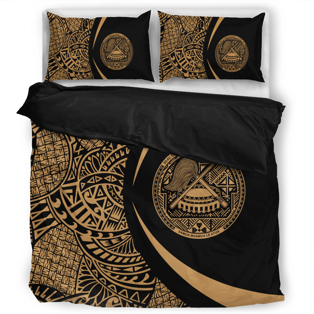 American Samoa Bedding Set Lauhala Gold Circle Style