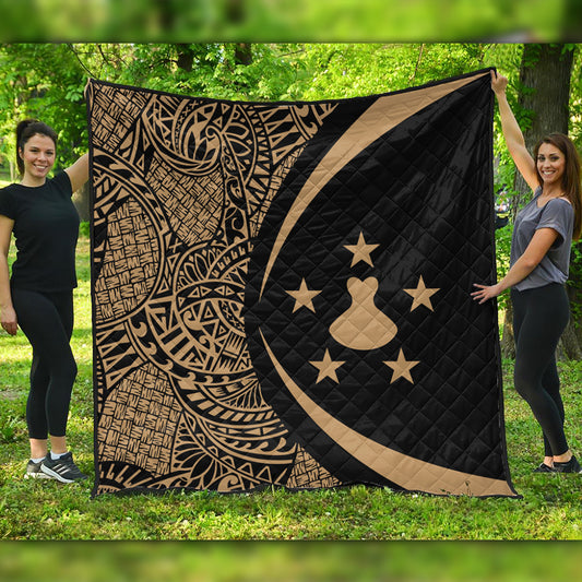 Austral Islands Premium Quilt Lauhala Gold Circle Style