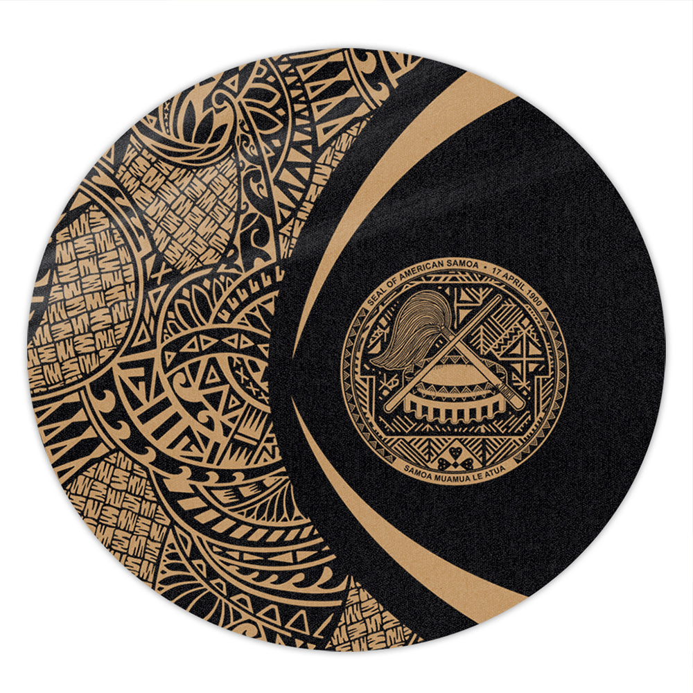American Samoa Round Rug Lauhala Gold Circle Style