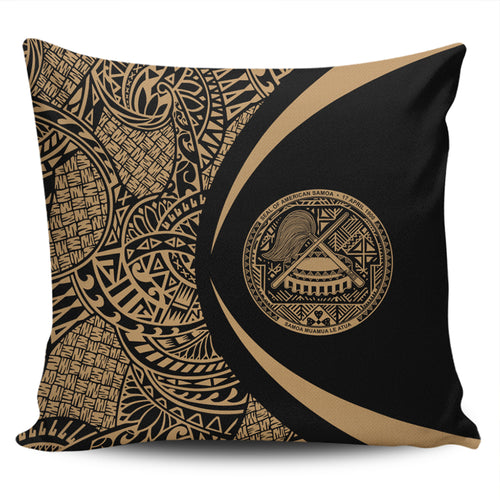 American Samoa Pillow Cover Lauhala Gold Circle Style