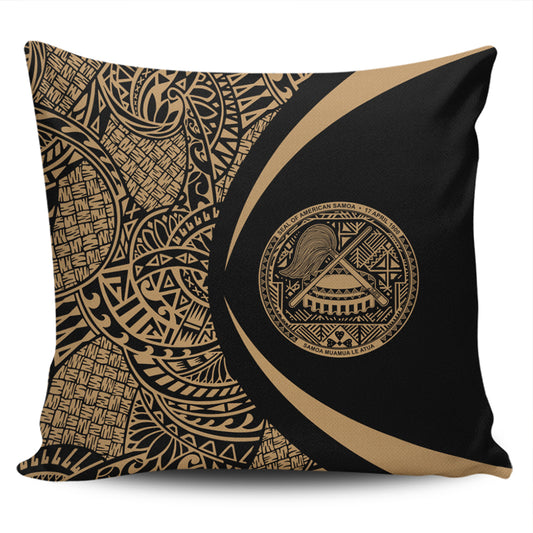 American Samoa Pillow Cover Lauhala Gold Circle Style