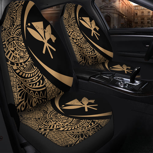 Hawaii Car Seat Covers Kanaka Maoli Hawaiian Map Lauhala Gold Circle