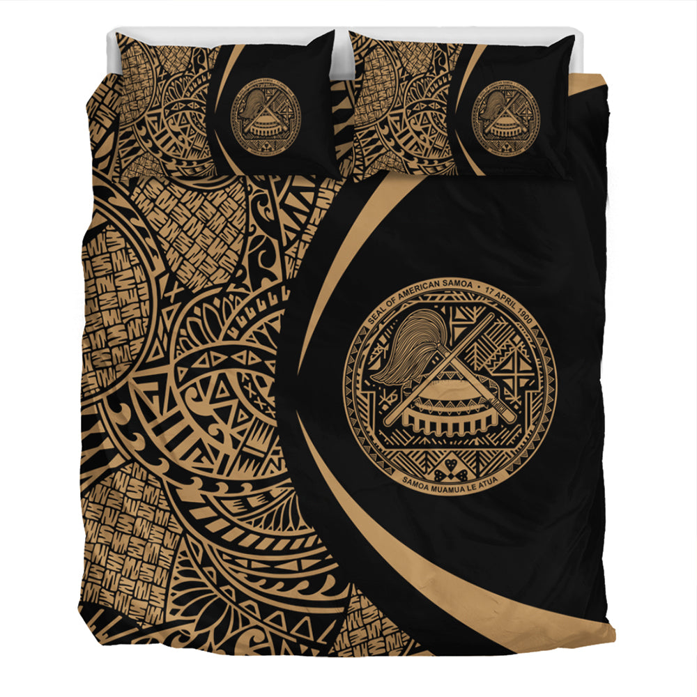 American Samoa Bedding Set Lauhala Gold Circle Style