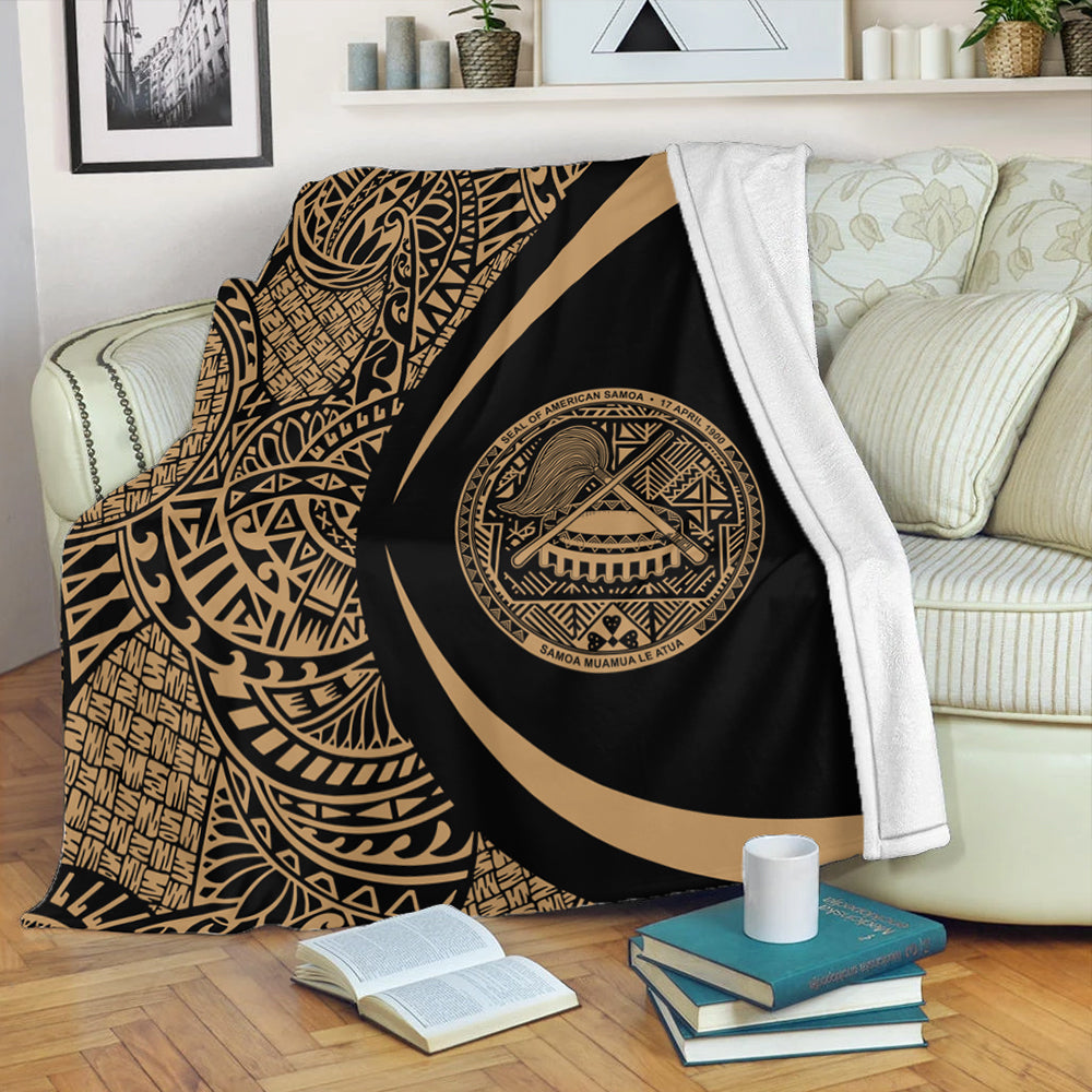 American Samoa Premium Blanket Lauhala Gold Circle Style
