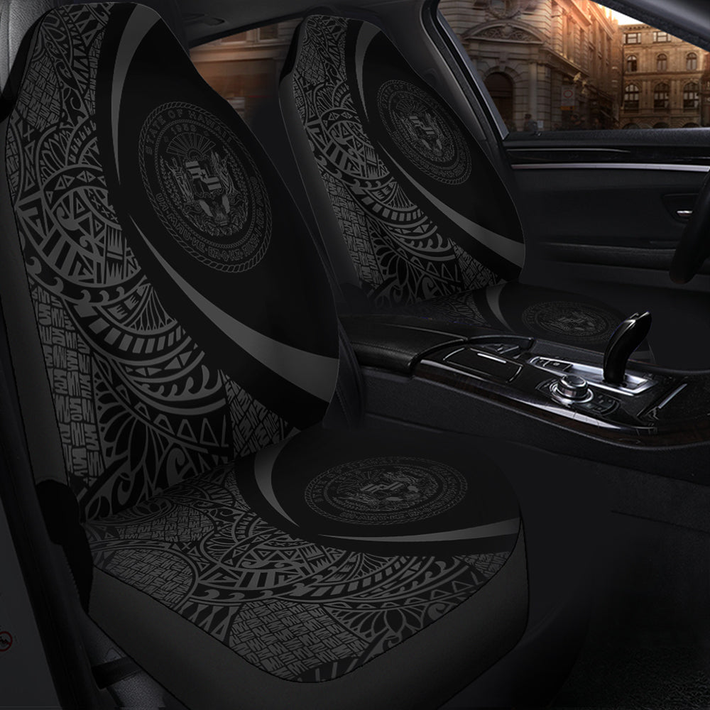 Hawaii Car Seat Covers Coat Of Arm Lauhala Gray Circle