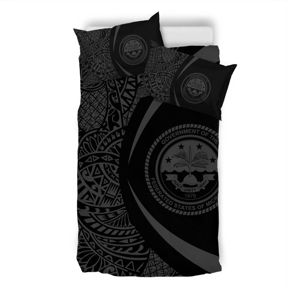Federated States Of Micronesia Bedding Set Lauhala Gray Circle Style