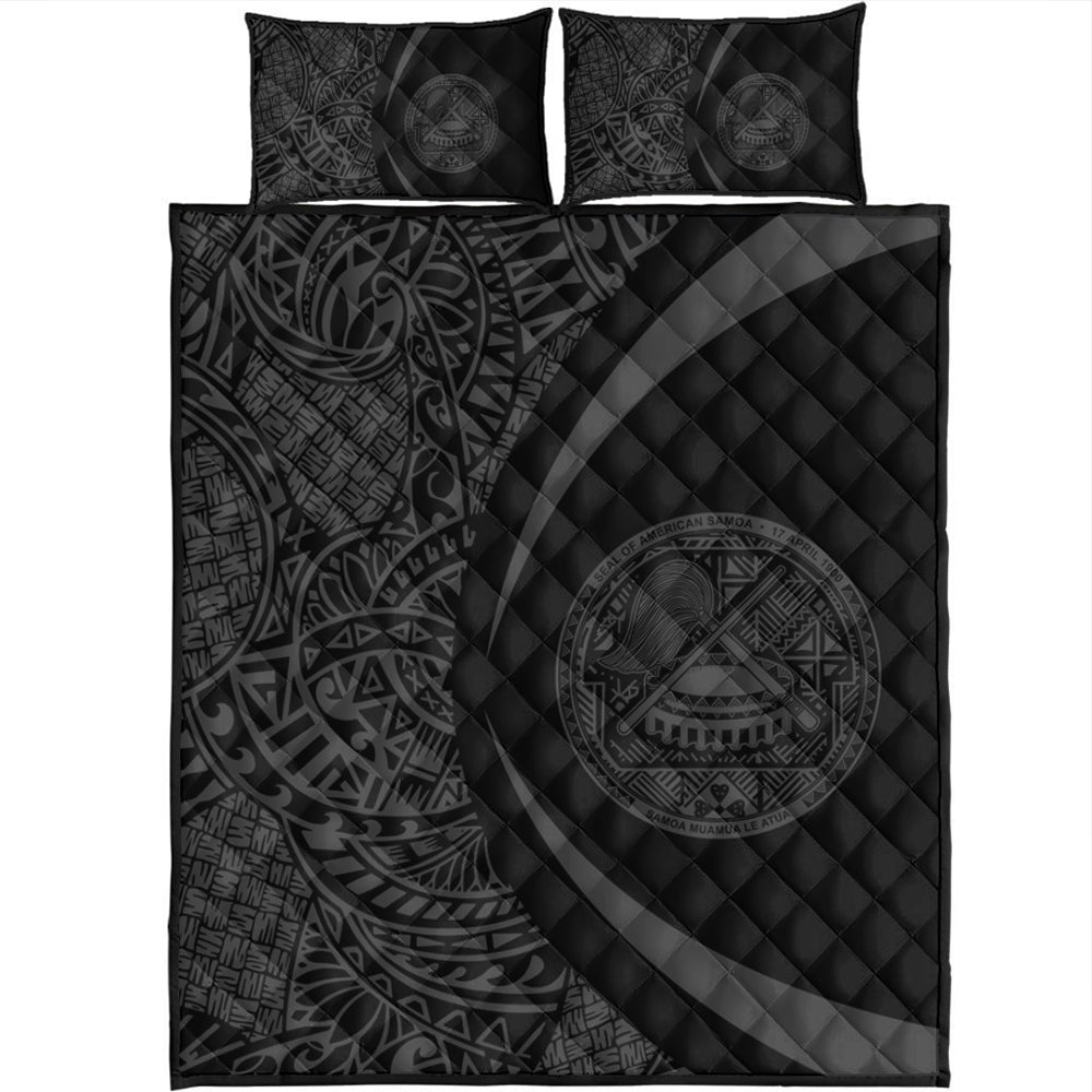 American Samoa Quilt Bed Set Lauhala Gray Circle Style