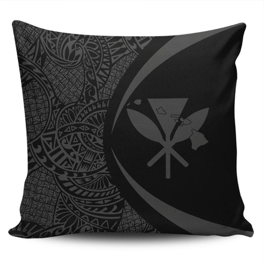 Hawaii Pillow Cover Kanaka Maoli Hawaiian Map Lauhala Gray Circle