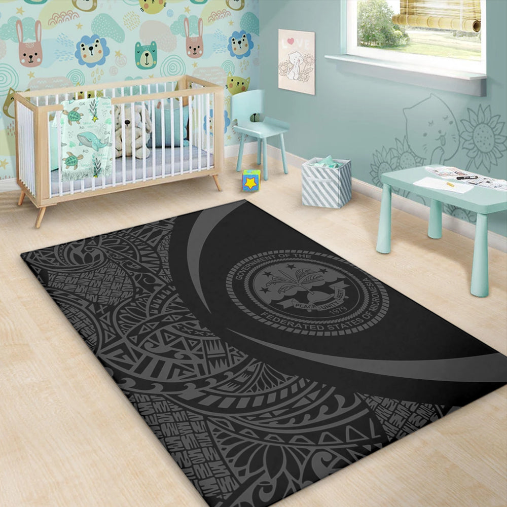 Federated States Of Micronesia Area Rug Lauhala Gray Circle Style