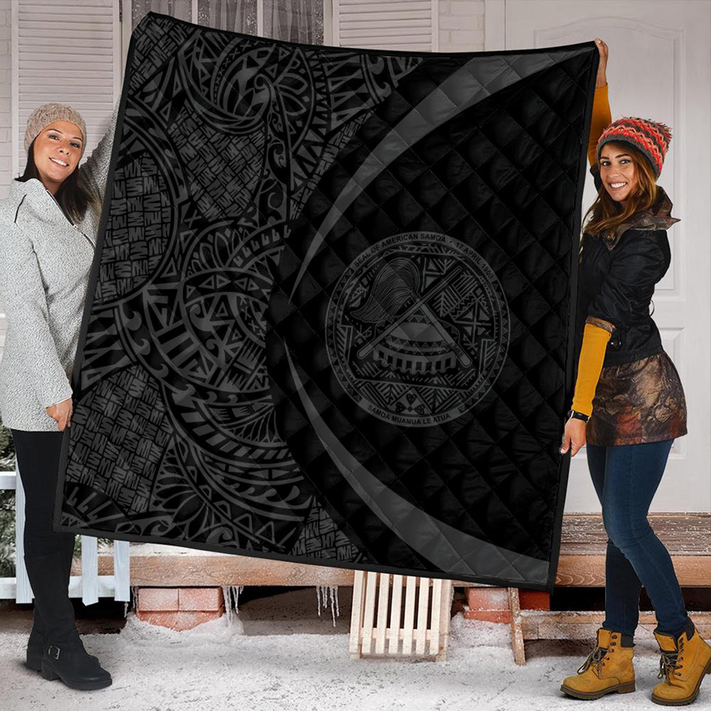 American Samoa Premium Quilt Lauhala Gray Circle Style