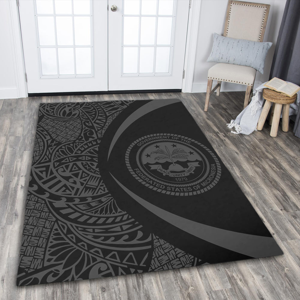 Federated States Of Micronesia Area Rug Lauhala Gray Circle Style