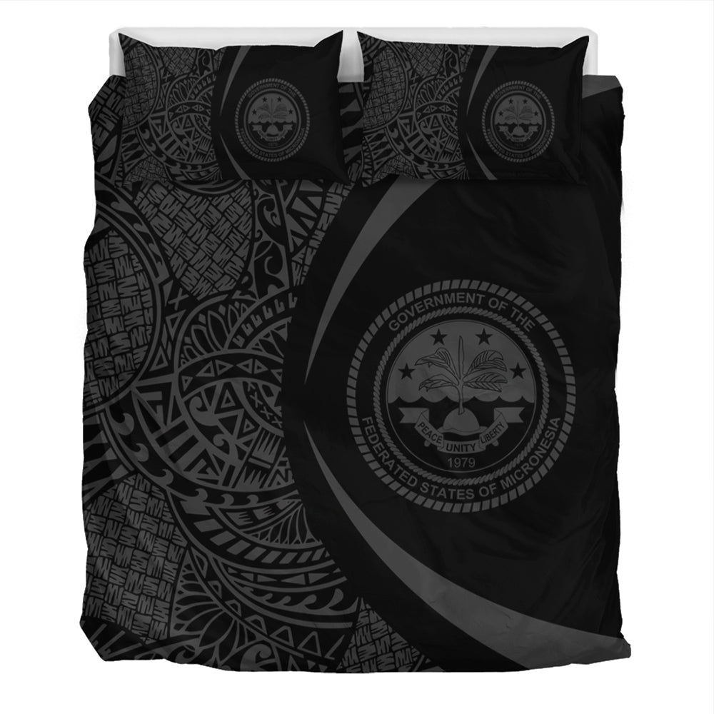 Federated States Of Micronesia Bedding Set Lauhala Gray Circle Style