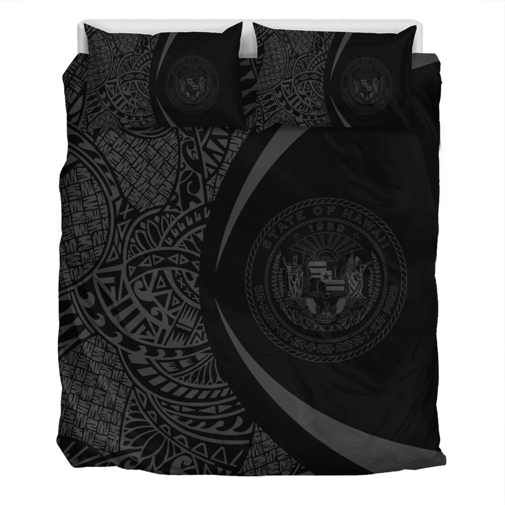 Hawaii Bedding Set Coat Of Arm Lauhala Gray Circle