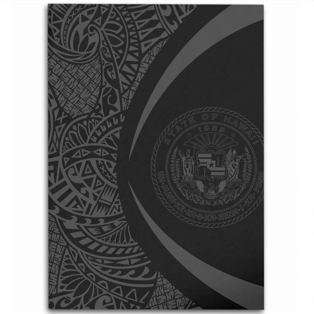 Hawaii Area Rug Coat Of Arm Lauhala Gray Circle